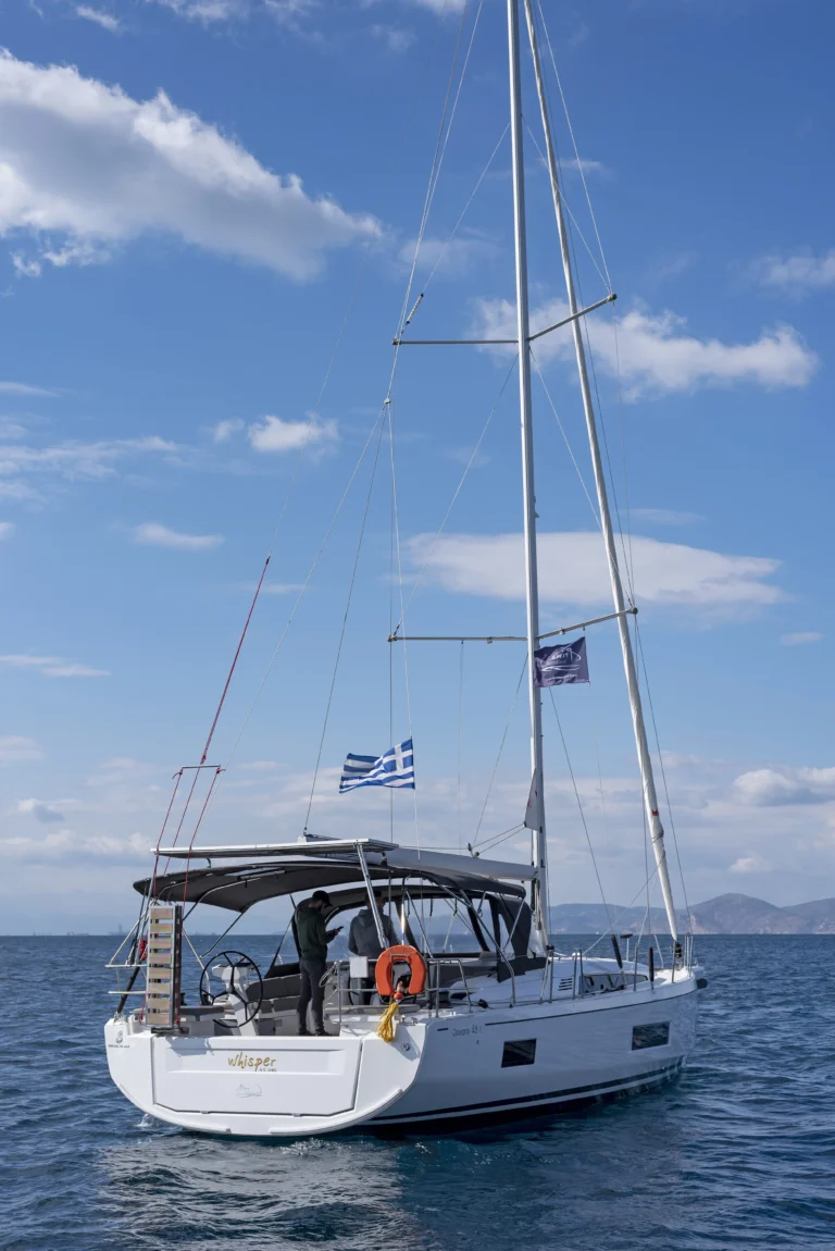Beneteau Oceanis 46.1 - stern view at sea | Sailing To Go, yacht charter in Greece