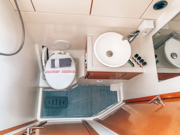 Jeanneau 54 Sea Force bathroom with shower, yacht charter in Greece