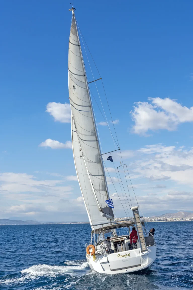 Jeanneau Sun Odyssey 509 Promise sailing yacht stern view for charter in Greece