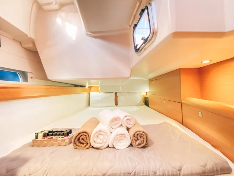 Jeanneau Sun Odyssey 509 Promise aft cabin interior for yacht charter in Greece