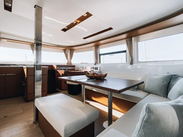 Lagoon 46 Sea Energy I saloon dining area for catamaran charter in Greece